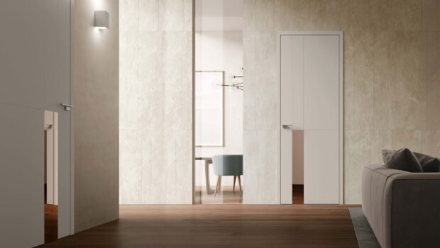 Beverly / Melrose Porta Filomuro con inserto in Gres
